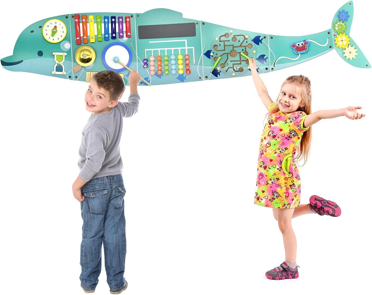 Activity Wall Busy Board Panels, Montessori Sensory Toys, Wall Activity Center, Educational Toy, Interactive Wooden Learning Toy for Toddler Playroom & Children’s Daycare