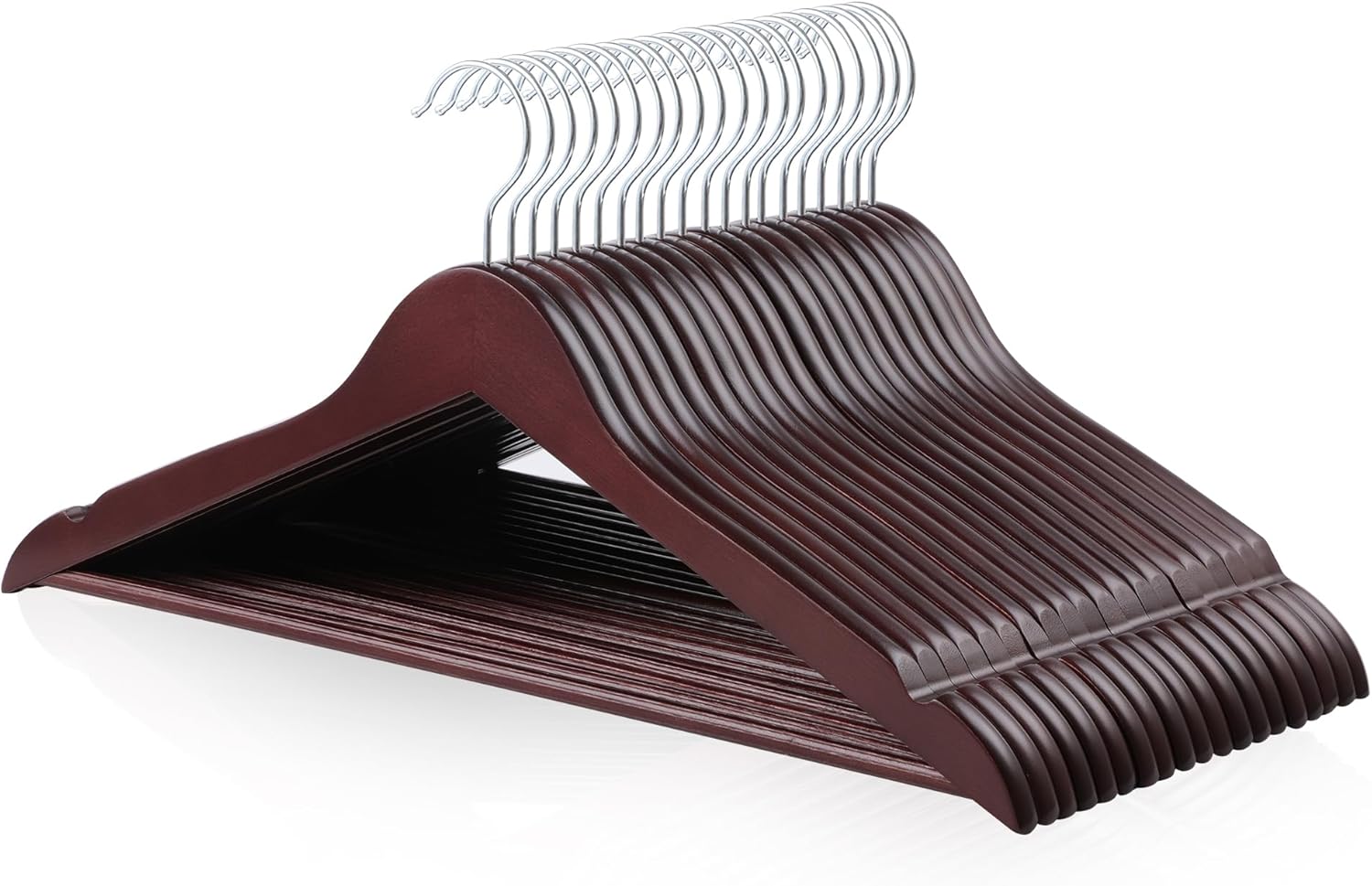Amazon Basics Durable Wooden Suit Clothes Hangers – Cherry, 20-Pack