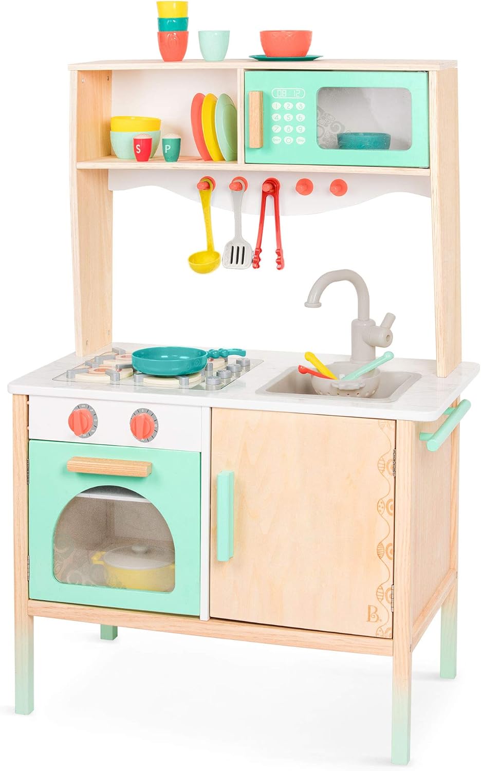 B. toys – Mini Chef Kitchenette – Pretend Play Wooden Play Kitchen – Kitchen for Kids – Kitchen Play Set & Accessories – (20+ Pieces) – 3+ Years