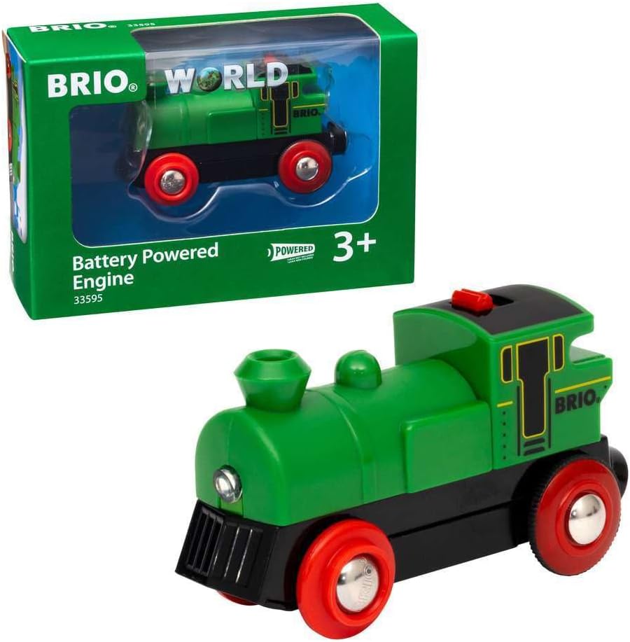 BRIO World 33595 Engine Train – Battery Powered Wooden Toy for Kids | Forward & Reverse Movement | Illuminating Headlights | Ideal for Toddlers 3 Years & Up
