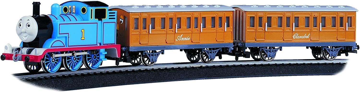 Bachmann Trains – Thomas & Friends Thomas with Annie and Clarabel Ready To Run Electric Train Set – HO Scale