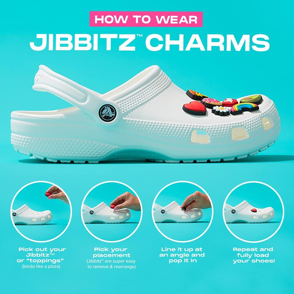 Crocs Mens and Womens Classic Clog w/Jibbitz Charms 3-Packs