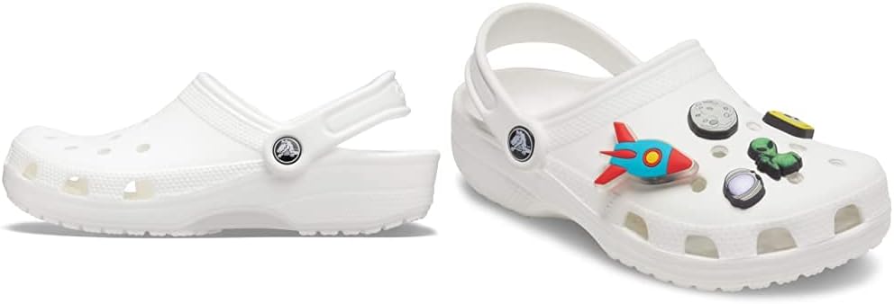 Crocs Mens and Womens Classic Clog w/Jibbitz Charms Travel 5-Packs