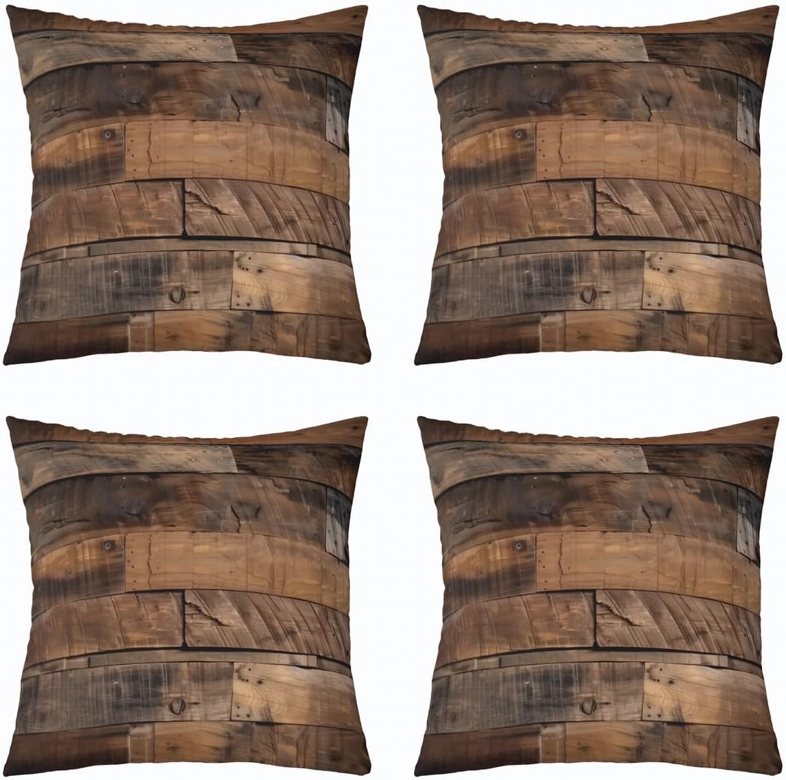 Feelyou Vintage Wood Plank Throw Pillow Covers 16″x16″ Set of 4 Kids Western Farmhouse Cushion Case for Boys Girls Teens Retro Rustic Wooden Barn Door Pattern Decor Pillowcase Home Decor