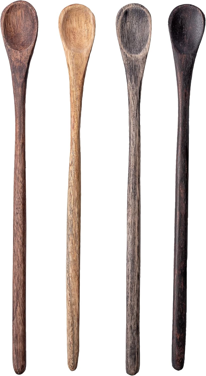 Karma Long Handle Tasting Spoons Set for Cooking – Kitchen Utensils – Wood – Set of 4