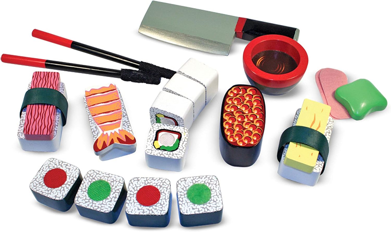 Melissa & Doug Sushi Slicing Wooden Play Food Set Pretend Play Kitchen Toys, Pretend Wooden Sushi FoodFor Kids Ages 3+