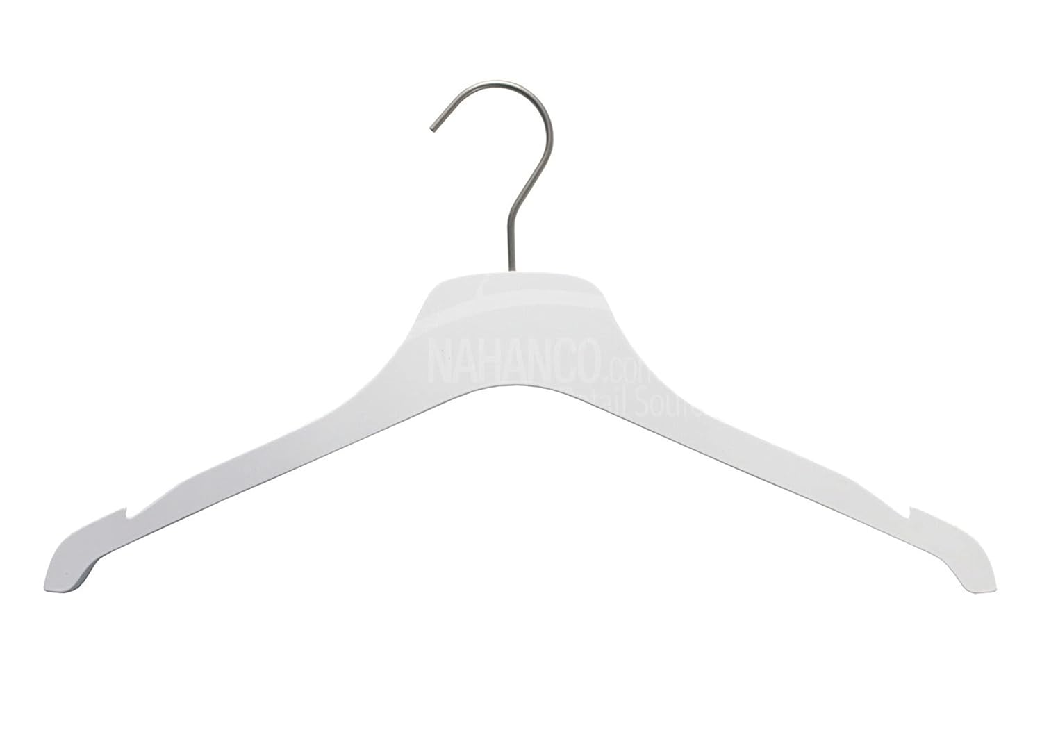 NAHANCO Equinox Wooden Shirt Hanger, 17″ – High Gloss White, 50/CTN