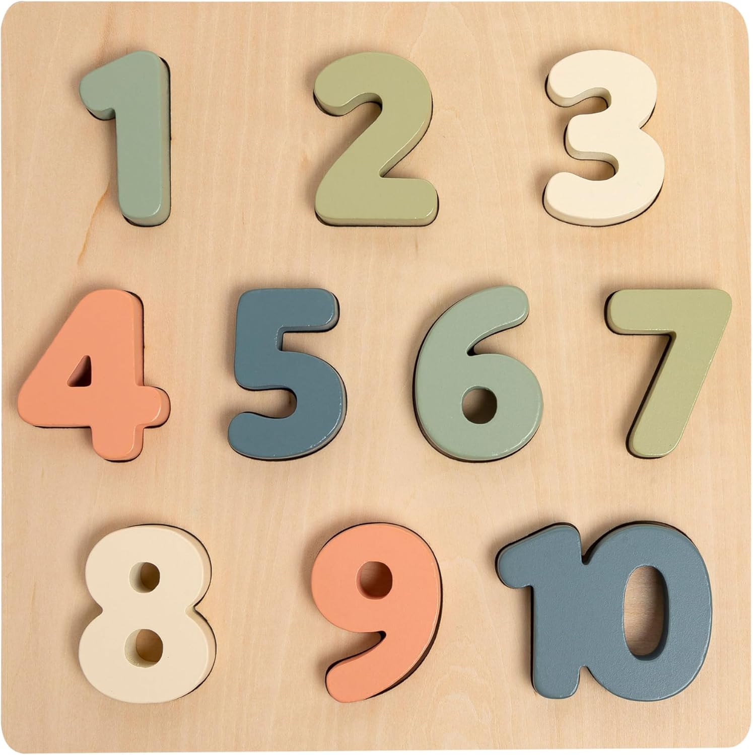 Pearhead Wooden 123 Numbers Puzzle, Colorful Preschool Counting Toy, Interactive Montessori Educational Learning Board, Gender Neutral Modern Baby and Toddler Gift for Boys or Girls