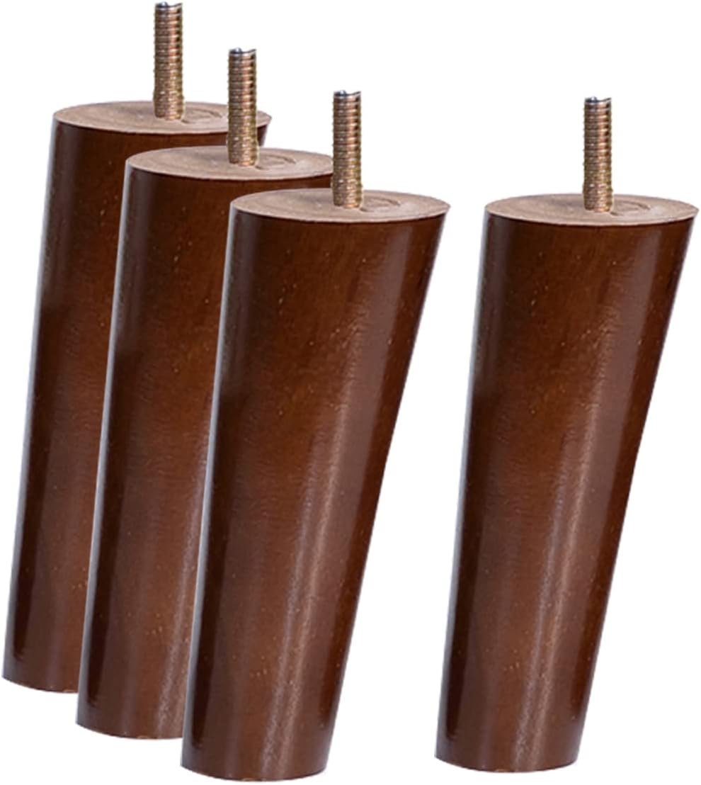 Set of 4 Walnut Tapered Wooden Sofa Legs, 18cm/7.1in, Solid Wood Furniture Legs with M8 Screw Bolts, Easy to Clean for Armchair & Cabinet Feet